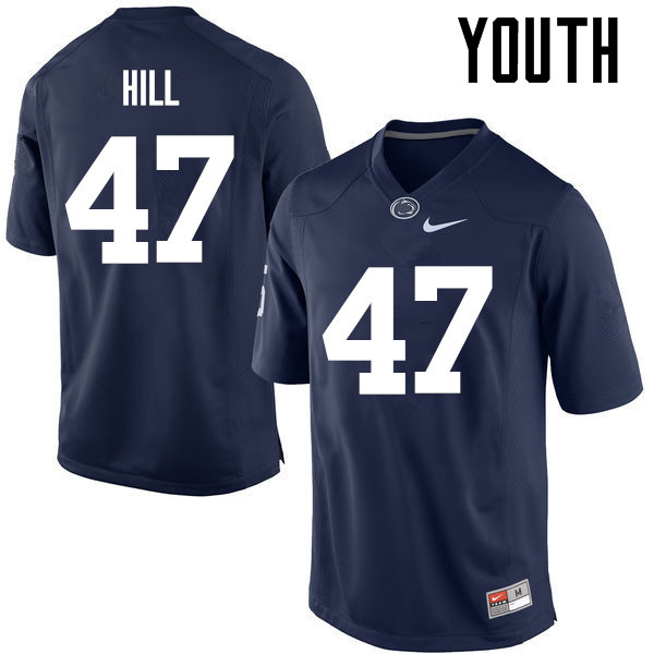 Youth Penn State Nittany Lions #47 Jordan Hill College Football Jerseys-Navy